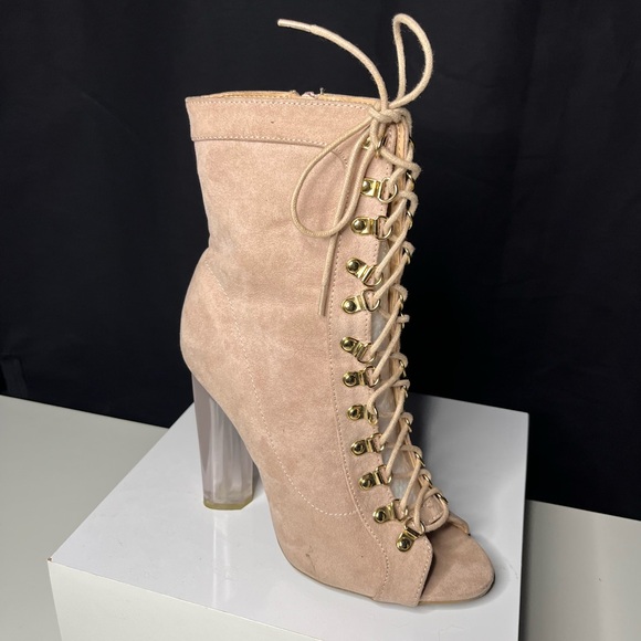 Fashion Nova Blush Lace-Up Boots - Picture 2 of 5